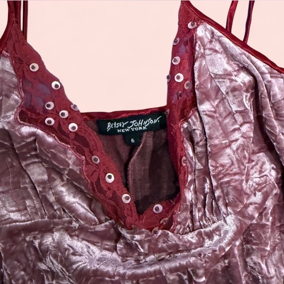 Vintage 1990s Betsey Johnson New York crushed velvet dress - Picture 2 of 6